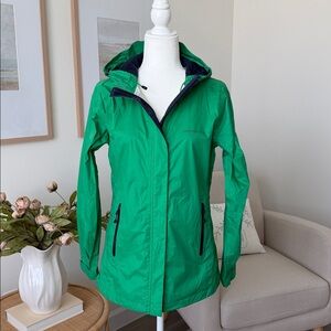 Vineyard Vines Stow & Go Hooded Windbreaker Rain Coat Green Navy XS